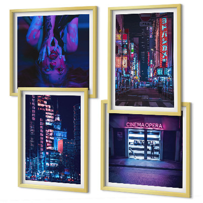 Mur de tableaux Ville nocturne illuminée au néon