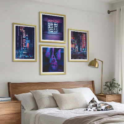 Mur de tableaux Ville nocturne illuminée au néon
