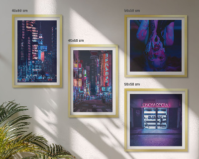 Mur de tableaux Ville nocturne illuminée au néon