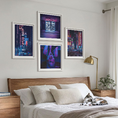 Mur de tableaux Ville nocturne illuminée au néon