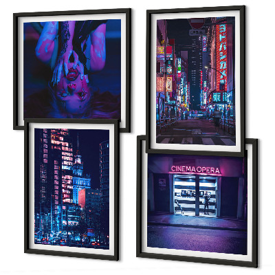 Mur de tableaux Ville nocturne illuminée au néon