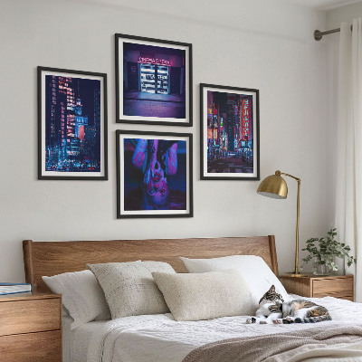 Mur de tableaux Ville nocturne illuminée au néon