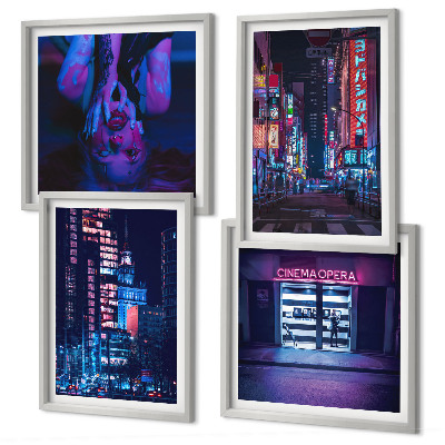 Mur de tableaux Ville nocturne illuminée au néon