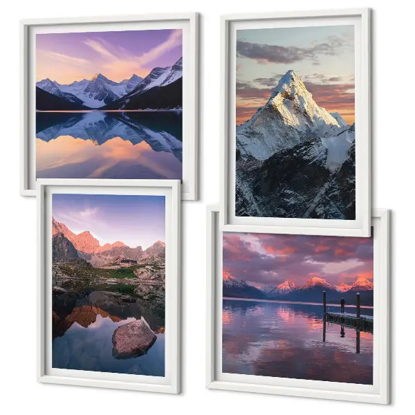 Polyptyque de 5 cadres avec paysages de montagne en arrière-plan