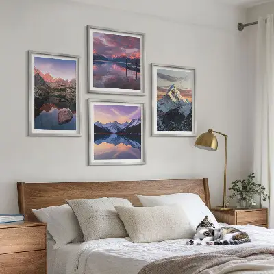 Polyptyque de 5 cadres avec paysages de montagne en arrière-plan