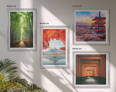 Mur de tableaux Forêt de bambous fuji torii japon