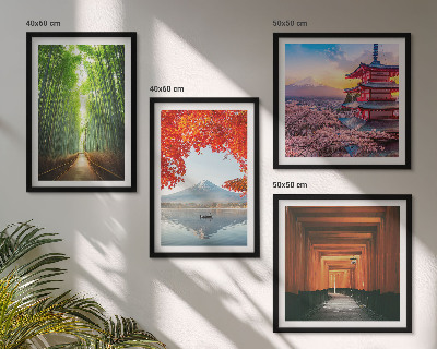 Mur de tableaux Forêt de bambous fuji torii japon