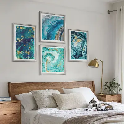 Mur de tableaux peintures abstraites décoratives
