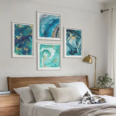 Mur de tableaux peintures abstraites décoratives