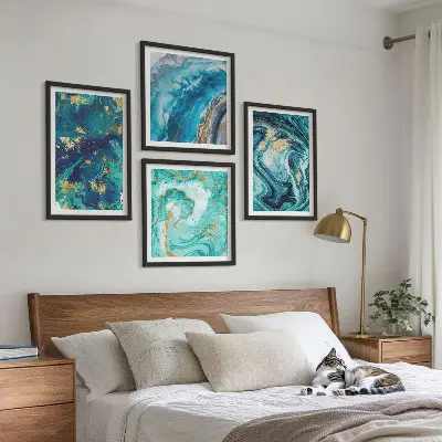 Mur de tableaux peintures abstraites décoratives