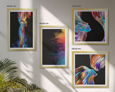 Ensemble de 4 tableaux Abstractions colorées visages formes