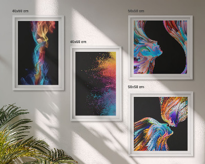 Ensemble de 4 tableaux Abstractions colorées visages formes