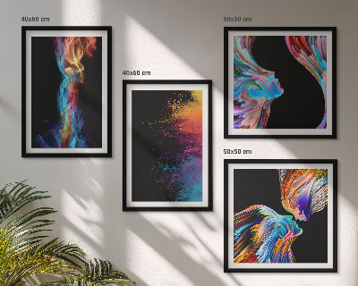 Ensemble de 4 tableaux Abstractions colorées visages formes