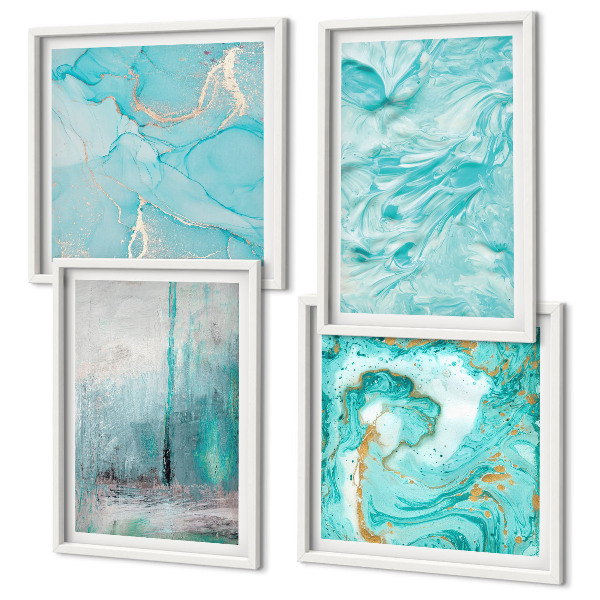 Mur de tableaux Motifs abstraits aux nuances de bleu