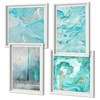 Mur de tableaux Motifs abstraits aux nuances de bleu