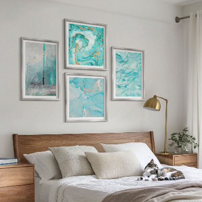 Mur de tableaux Motifs abstraits aux nuances de bleu