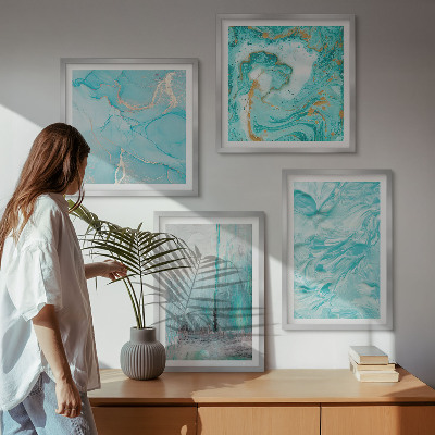 Mur de tableaux Motifs abstraits aux nuances de bleu
