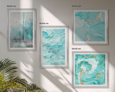 Mur de tableaux Motifs abstraits aux nuances de bleu