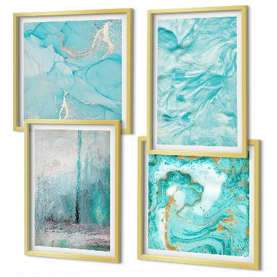 Mur de tableaux Motifs abstraits aux nuances de bleu