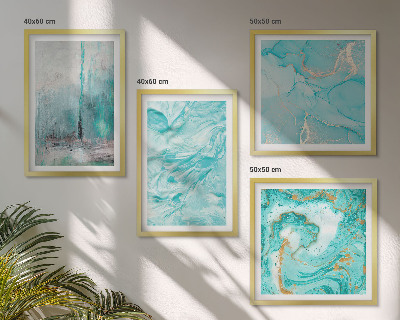 Mur de tableaux Motifs abstraits aux nuances de bleu