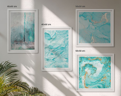 Mur de tableaux Motifs abstraits aux nuances de bleu
