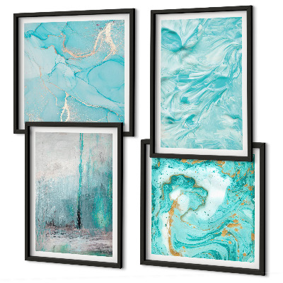 Mur de tableaux Motifs abstraits aux nuances de bleu
