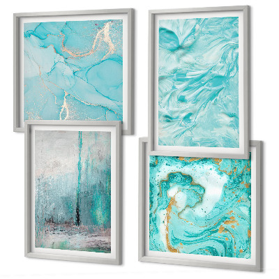 Mur de tableaux Motifs abstraits aux nuances de bleu