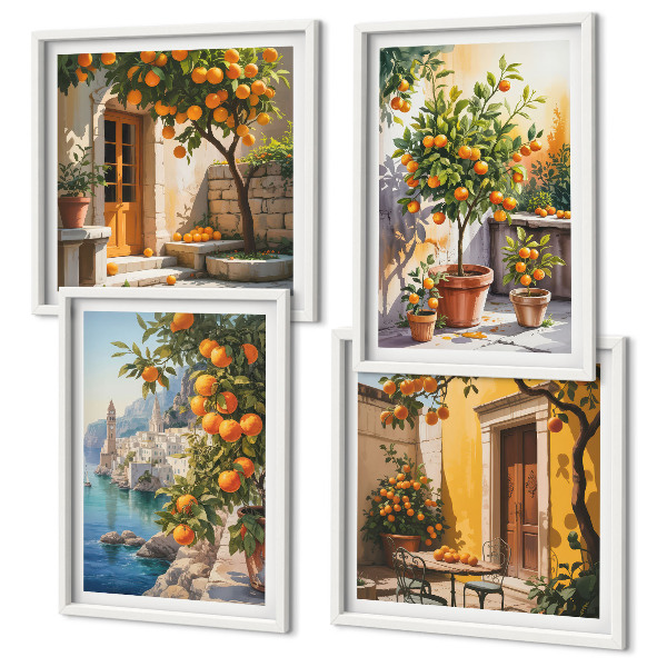 Polyptyque z cadres Paysages d'agrumes peints