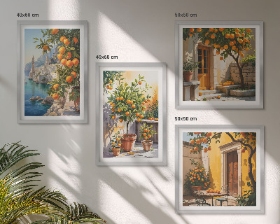 Polyptyque z cadres Paysages d'agrumes peints