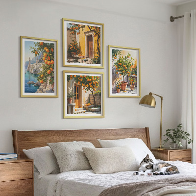 Polyptyque z cadres Paysages d'agrumes peints