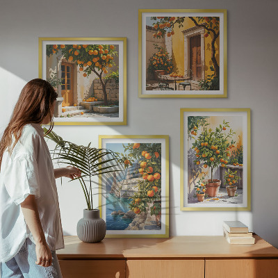 Polyptyque z cadres Paysages d'agrumes peints