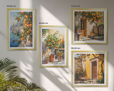 Polyptyque z cadres Paysages d'agrumes peints
