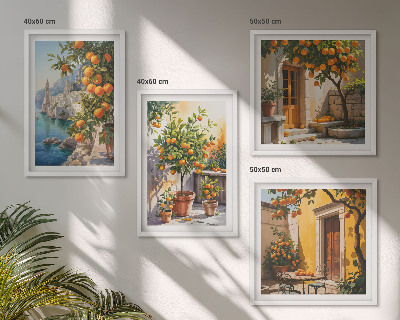 Polyptyque z cadres Paysages d'agrumes peints