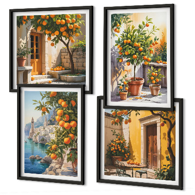 Polyptyque z cadres Paysages d'agrumes peints