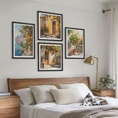 Polyptyque z cadres Paysages d'agrumes peints