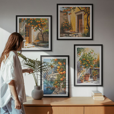 Polyptyque z cadres Paysages d'agrumes peints