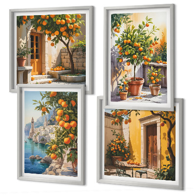 Polyptyque z cadres Paysages d'agrumes peints