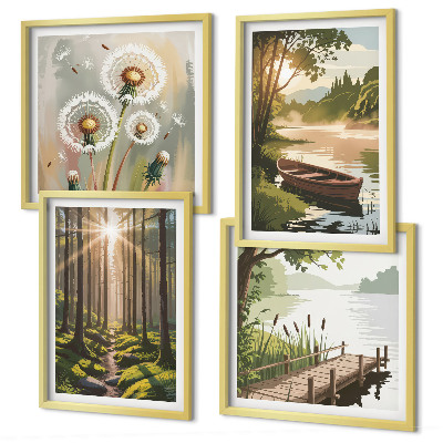 Mur de tableaux Paysage forestier, lac łódź