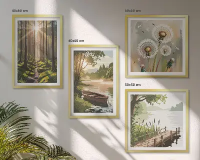 Mur de tableaux paysage forestier avec un lac