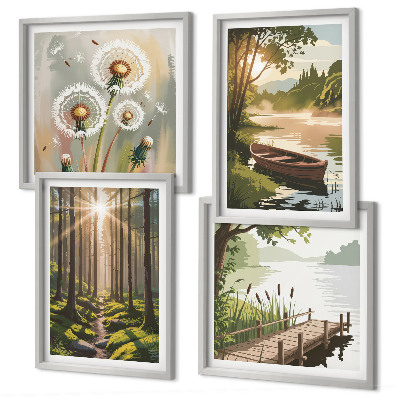 Mur de tableaux Paysage forestier, lac łódź