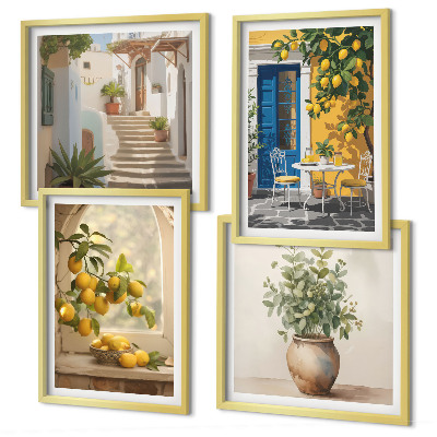 Ensemble de 4 tableaux Architecture de la ville de lemons