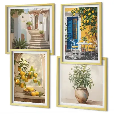 Architecture de la ville de Lemons ensemble de 4 tableaux