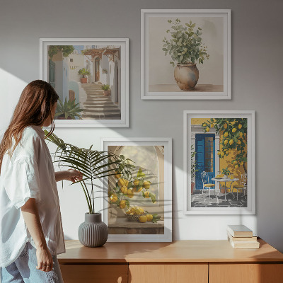 Ensemble de 4 tableaux Architecture de la ville de lemons
