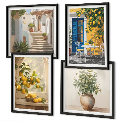 Ensemble de 4 tableaux Architecture de la ville de lemons