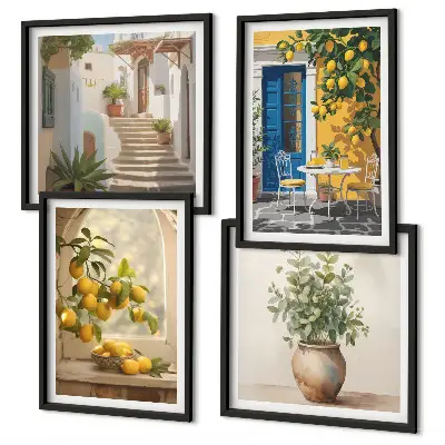 Architecture de la ville de Lemons ensemble de 4 tableaux