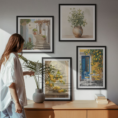 Ensemble de 4 tableaux Architecture de la ville de lemons
