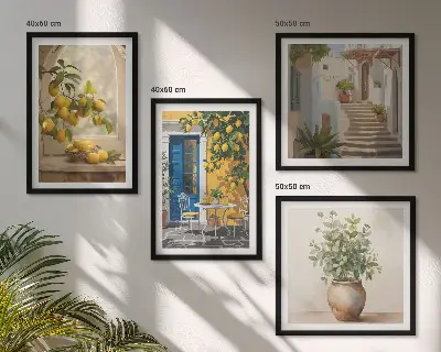 Architecture de la ville de Lemons ensemble de 4 tableaux