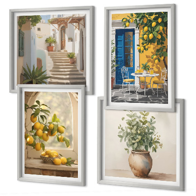 Ensemble de 4 tableaux Architecture de la ville de lemons