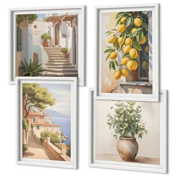 Mur de tableaux Des fleurs dans un vase, une mer de citrons