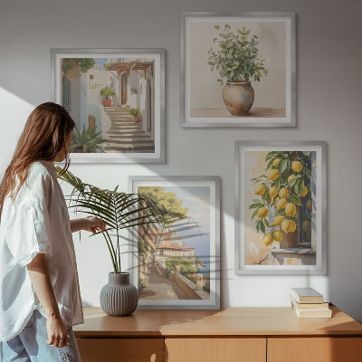 Mur de tableaux Des fleurs dans un vase, une mer de citrons